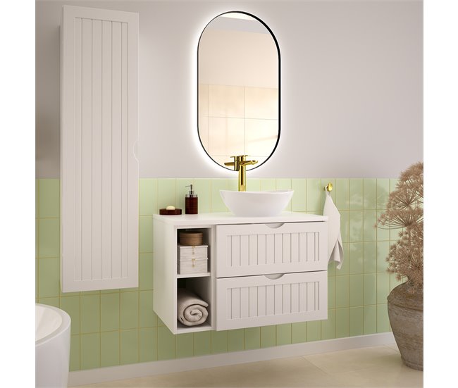 Mueble bajo lavabo compartimiento encimera Soline 80 Blanco