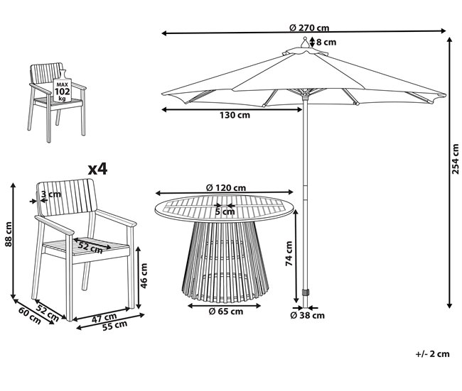 Beliani Conjunto de comedor AGELLO Madera Clara