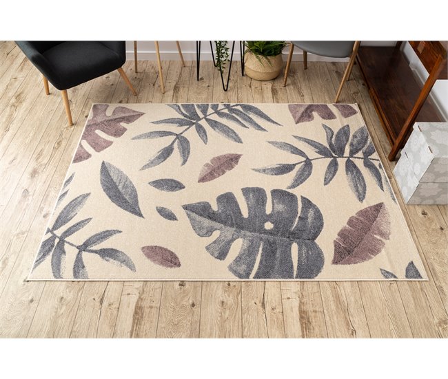Alfombra HEOS 78428 Hojas de Monstera 120x170 Crema