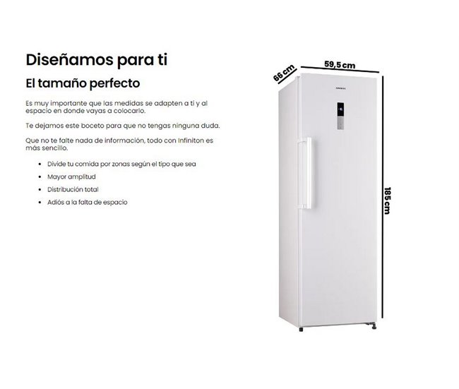 Congelador Vertical INFINITON CV-265L85WEM, 282 Litros, No Frost Blanco