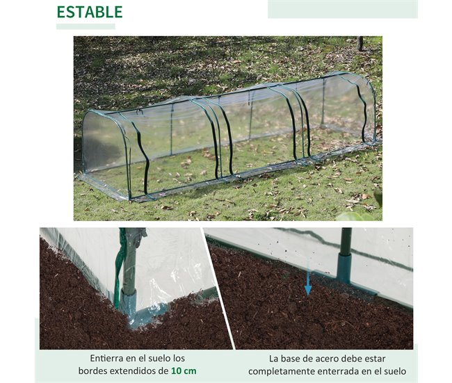 Invernadero Túnel PVC, acero Outsunny Multicolor