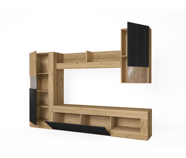 Compacto TV 265cm 3 puertas FERRARA Negro/ Madera