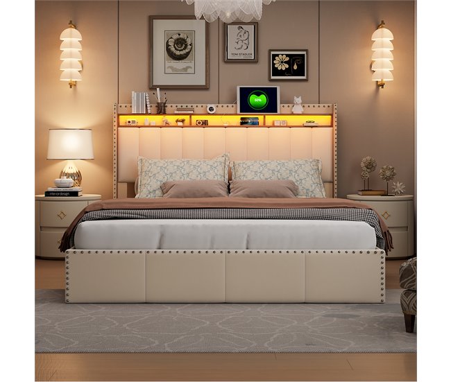 Estructura de cama 142x210 Beige