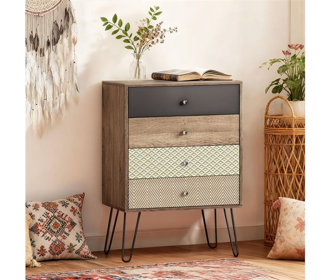 Cómoda Melamina de Madera, Acero HOMCOM Marron