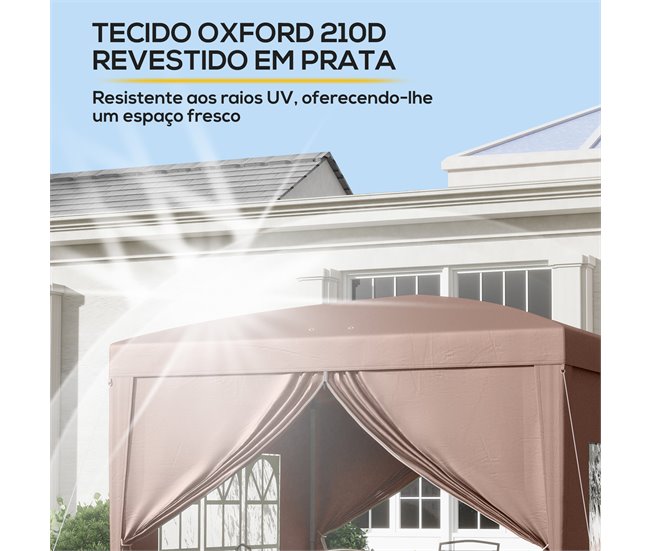 Carpa Plegable Acero, Tela Oxford Outsunny Marron