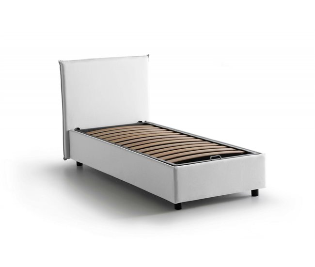Cama individual en tela Blanco