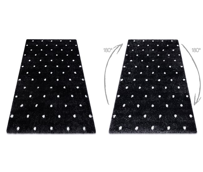 Alfombra FLUFFY 2370 shaggy puntos 200x290 Negro