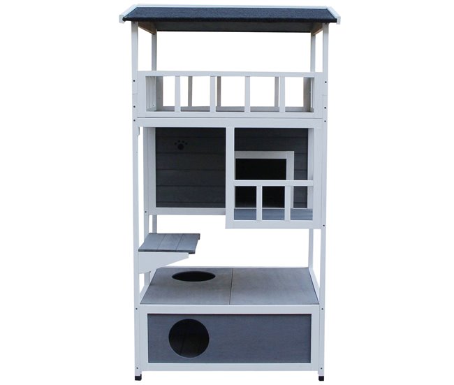 Caseta para Gatos Madera de Abeto PawHut Multicolor