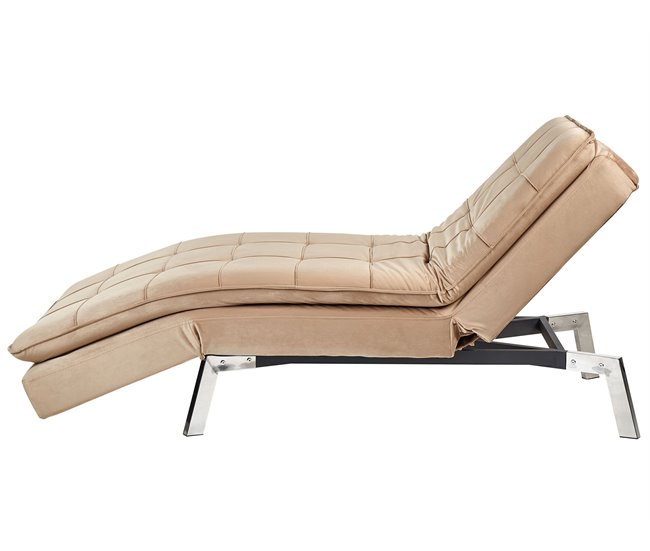 Beliani Chaise longue Terciopelo LOIRET Marron Claro