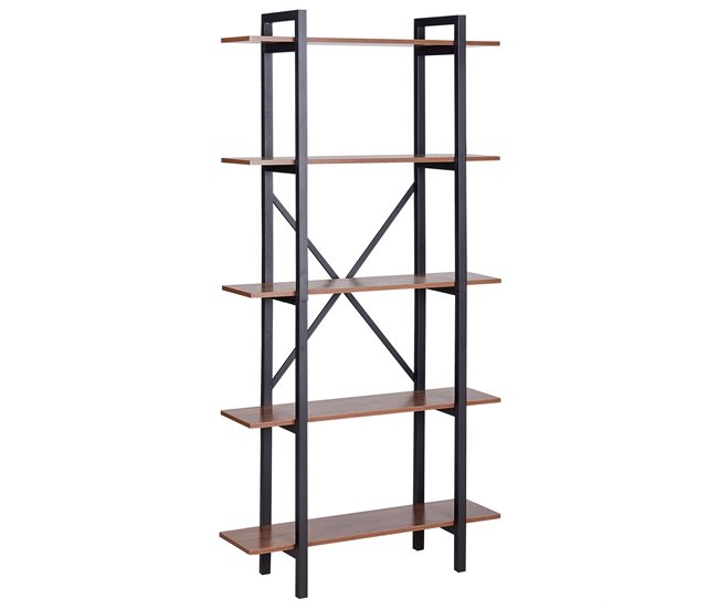 Estantería de 5 baldas LED de madera DARBY Marron