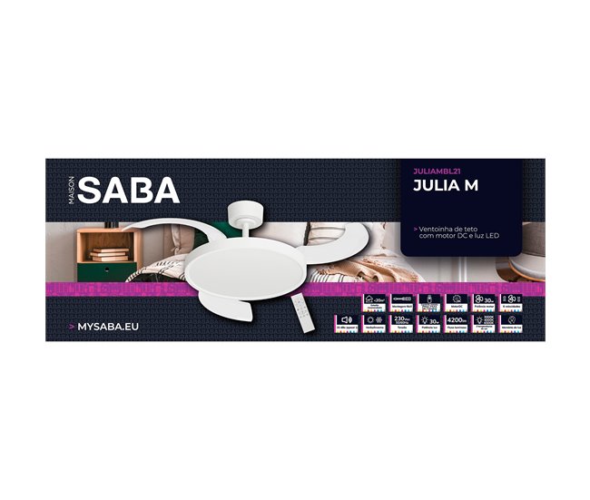 Ventilador techo JULIA M retractil led motor DC  Blanco