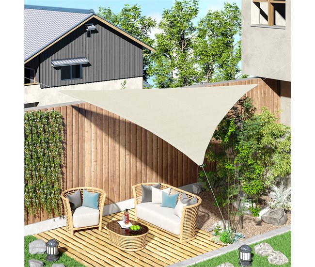 Toldo Vela Triangular PE Outsunny 300x300 Beige