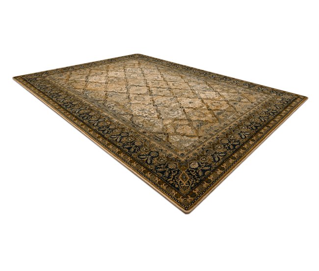 Alfombra de lana SUPERIOR Grenada Marco diamantes oriental 170x235 Verde