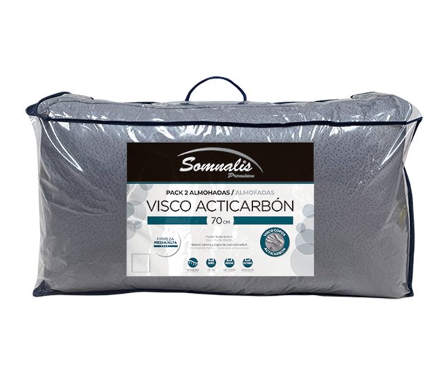 Pack 2 almohadas VISCO ACTI CARBON 70cm Blanco