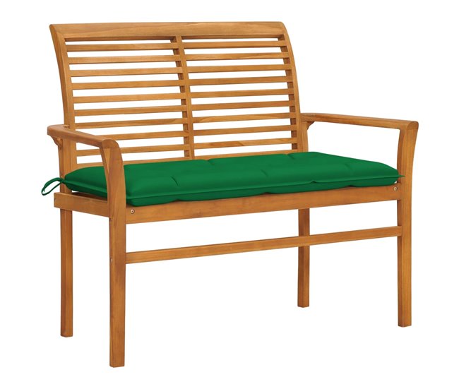 Banco de jardín madera maciza de teca y cojín 112x55 Antracita
