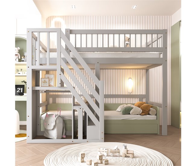 Cama alta para niños 142x205 Gris