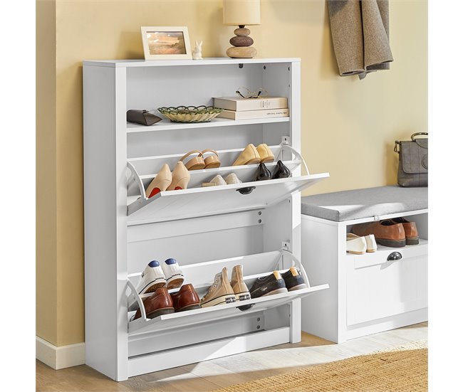 Zapatero con 2 Puertas Abatibles FSR87-W SoBuy Blanco