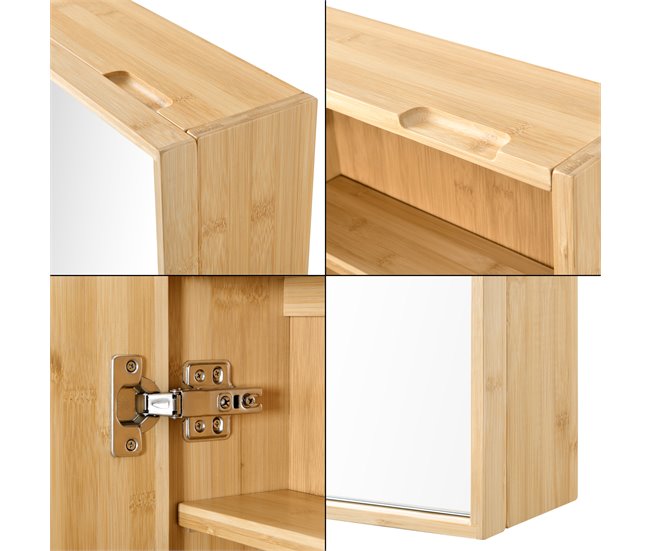 Mueble de pared para baño con espejo Ikorfat estantes ajustables Natural