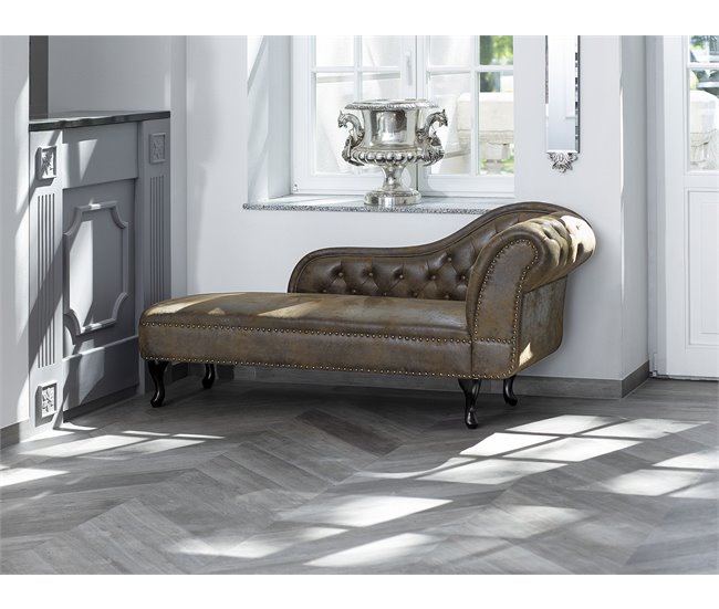 Beliani Chaise longue derecho Gamuza sintética NIMES Gris Oscuro