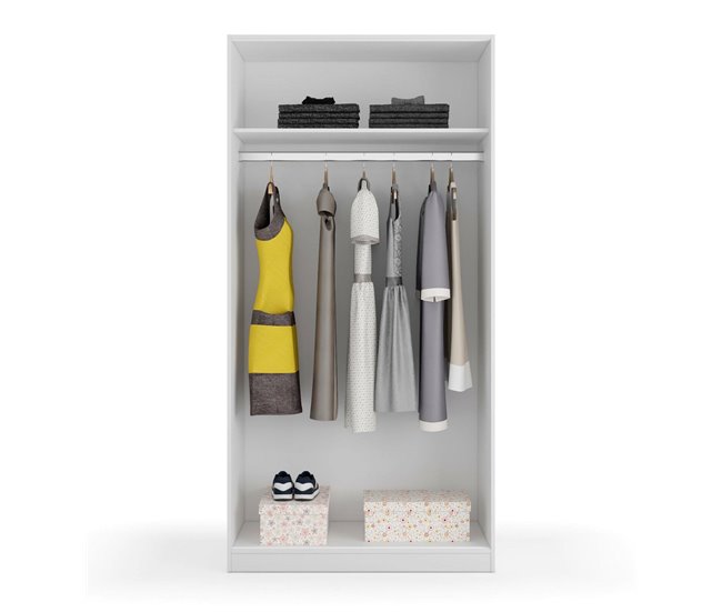 Armario 2 puertas efecto madera 100 Blanco
