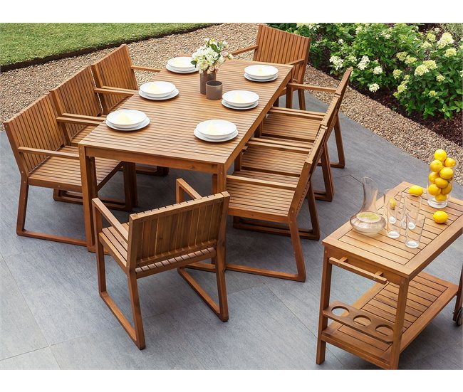 Beliani Conjunto de comedor SASSARI Madera Clara