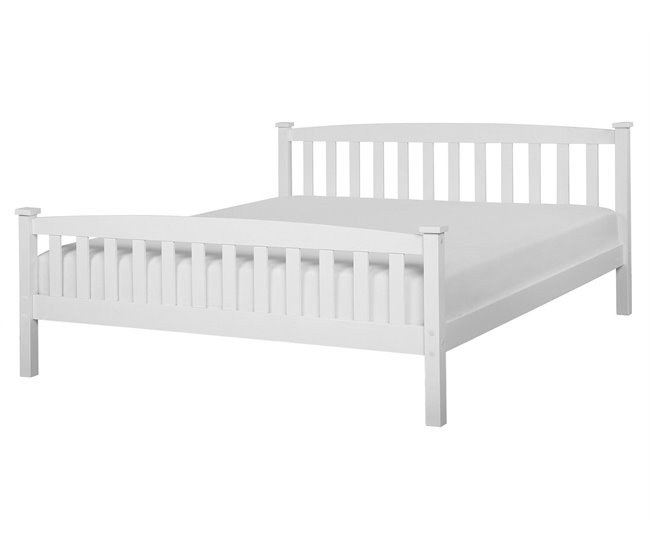 Beliani Cama con somier Madera de pino GIVERNY 169x208 Blanco