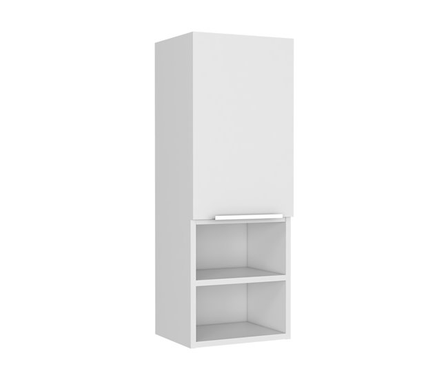 Armario de Pared baño Mila en melamina con una puerta y 4 estantes Blanco
