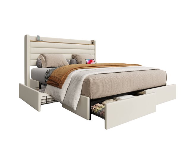 Camas de matrimonio 176x219 Beige