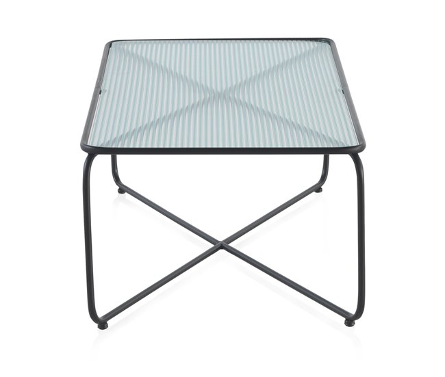 Mesa de centro de metal con tapa de cristal Negro