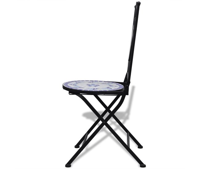 2 Sillas de jardín bistró plegables de cerámica Azul