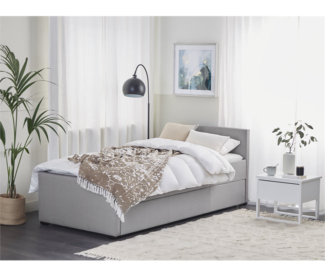 Beliani Cama con somier Poliéster MARMANDE 96x214 Azul Marino
