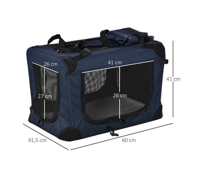 Transportín para Mascotas Tela Oxford, Acero y Poliéster PawHut Azul