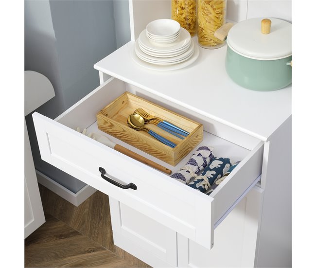 Alacena de Cocina MDF, Vidrio Templado HOMCOM, hogar - cocina Blanco