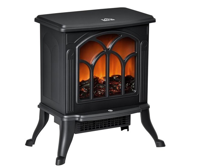Chimenea Eléctrica Metal, Plástico HOMCOM, hogar - climatización Negro