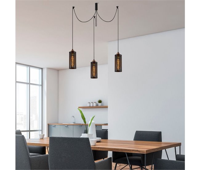 Lámpara colgante Marismo (3 luces) Metal Moderno Negro