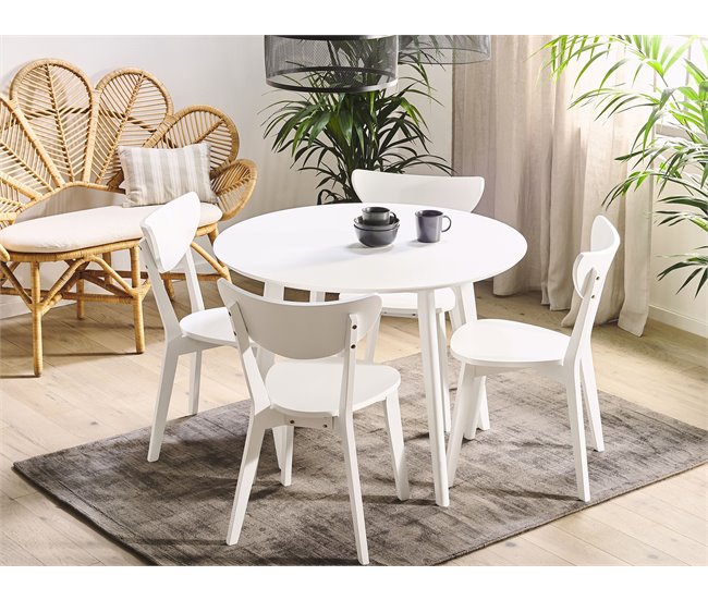 Beliani Conjunto de comedor ROXBY Blanco