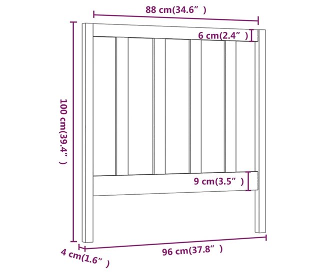 Cabecero cama - Mueble cabecero 96 Negro