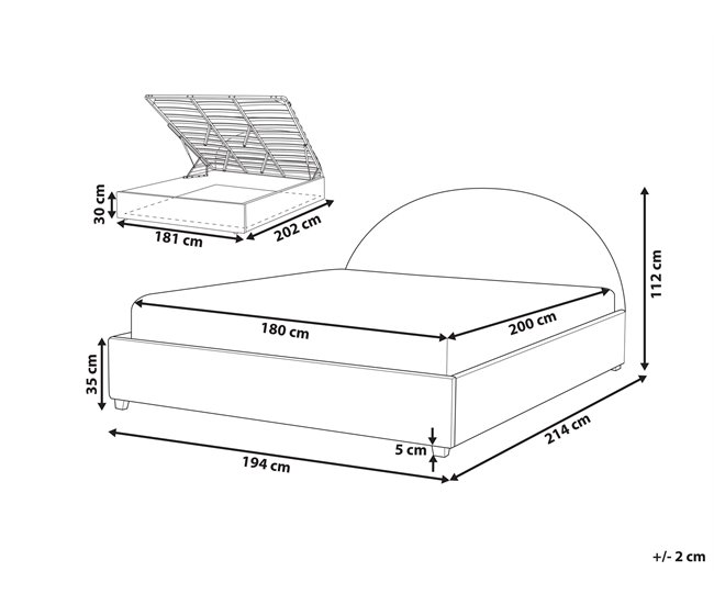 Beliani Cama con almacenaje Poliéster VAUCLUSE 194x214 Beige
