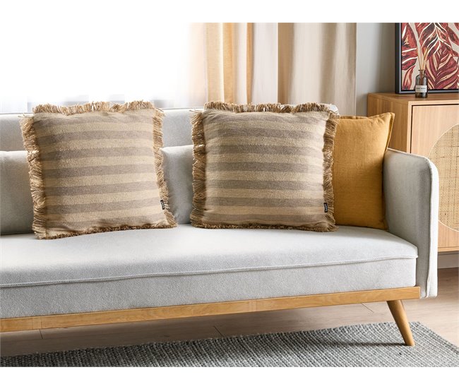 Beliani Cojín decorativo CIRSIUM Beige