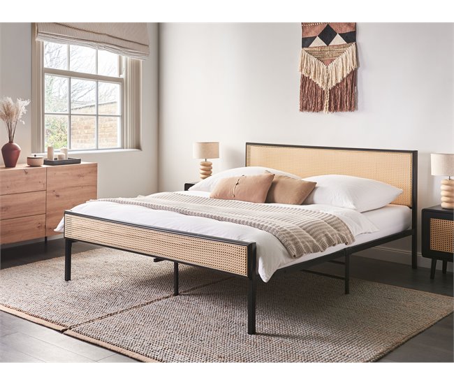 Beliani Cama Hierro AVANTON 165x208 Marron Claro