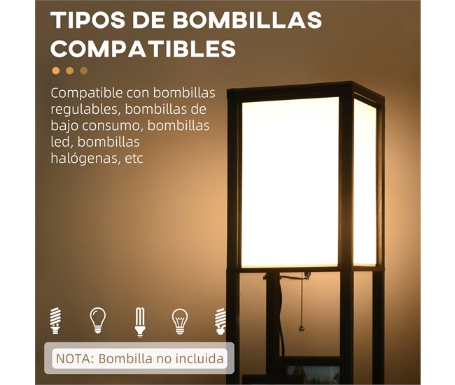 Lámpara de Pie HOMCOM B31-331V90BK Negro