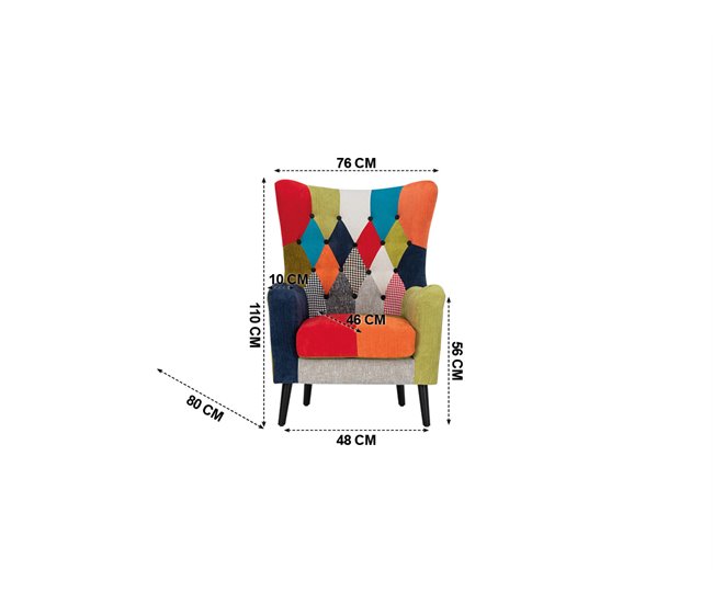 Sillón CIRCO estampado patchwork Multicolor