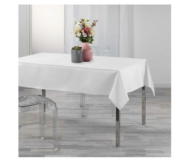 Acomoda Textil – Mantel Antimanchas de Hule Ribeteado. Blanco/ Gris