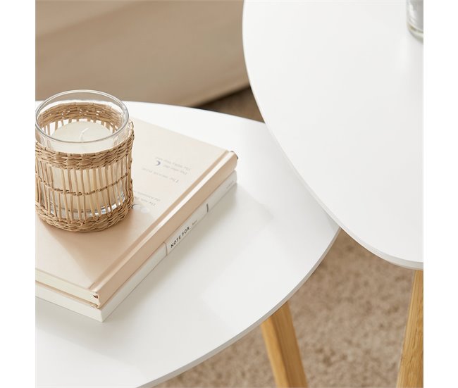 2 Mesitas de café FBT74-W SoBuy Blanco
