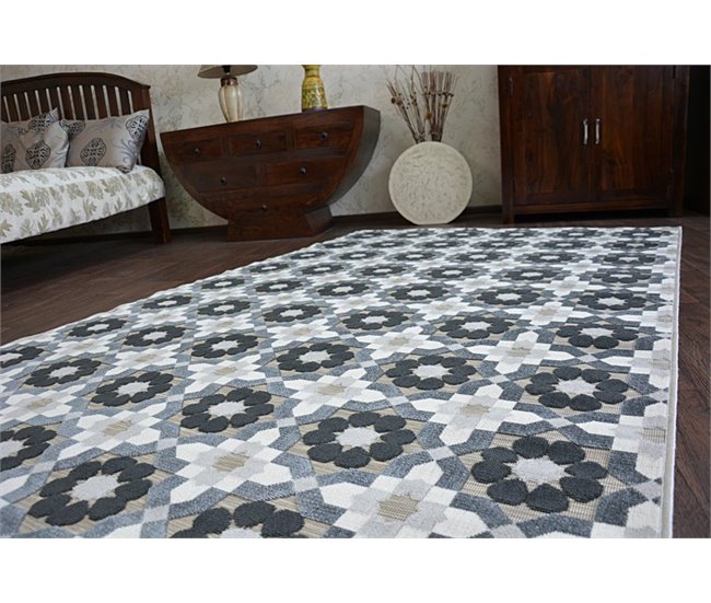 Alfombra LISBOA Flores 80x150 Gris