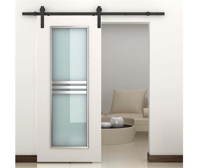 Kit de Accesorios para Puerta Corredera Acero de carbono HOMCOM 37 Negro