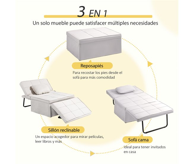 Sofá Cama Lino HOMCOM, hogar - sofás y butacas Crudo