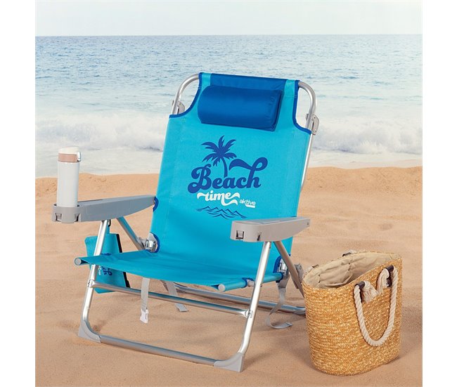 Aktive Pack 2 sillas playa plegables bajas y multiposición Azul