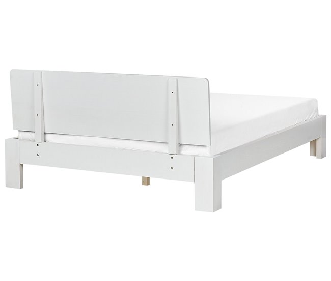 Beliani Cama con somier Madera de pino ROYAN 147x207 Blanco