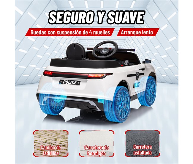 Coche Eléctrico Infantil PP, Acero AIYAPLAY Blanco
